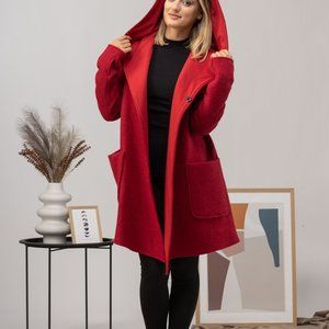 Hooded Wool Cardigan Coat, Short Mustard Jacket, Plus Size Wool Coat, Winter Hoo